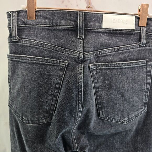 Levis Jeans Women 27 Black RE DONE 70s Stove Pipe Stoned Noir Straight Button - Picture 6 of 11